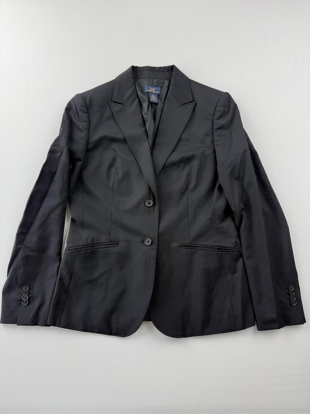 Brooks Brothers Blazer Jacket Womens 6 Black Wool Blend 2 Button Lined Work